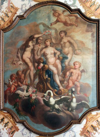 Pintura en el techo de la cámara de baño del apartamento de Mecklemburgo en el Palacio de Charlottenburg, Berlín de Unknown